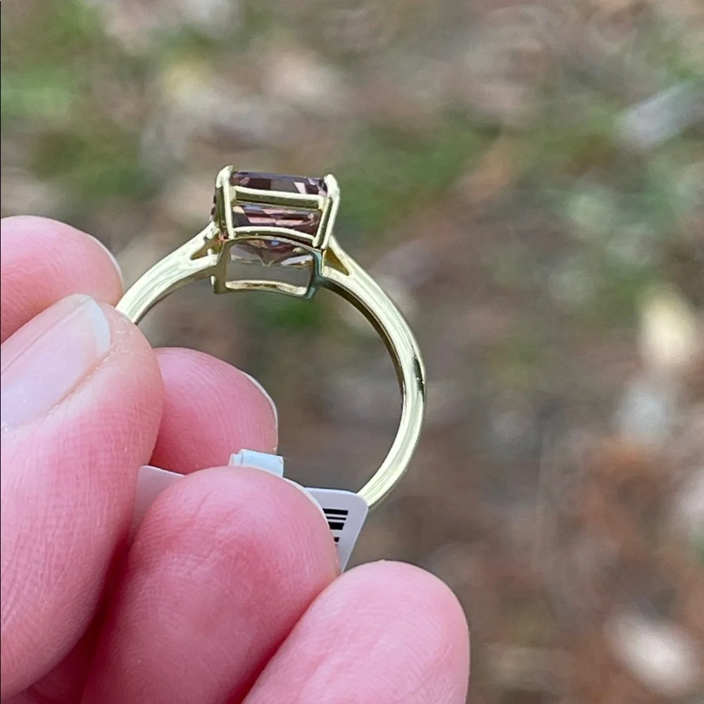 NWT Elegant Natural Ametrine 18k Gold Plated Ring over 925 Silver 10X8mm Size 8
